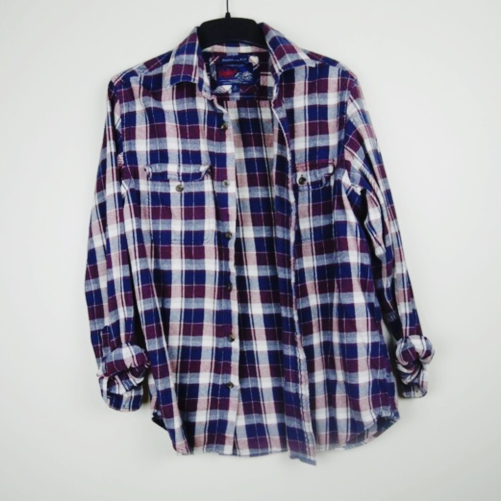 OLD NAVY | Vintage navy and maroon flannel sz S